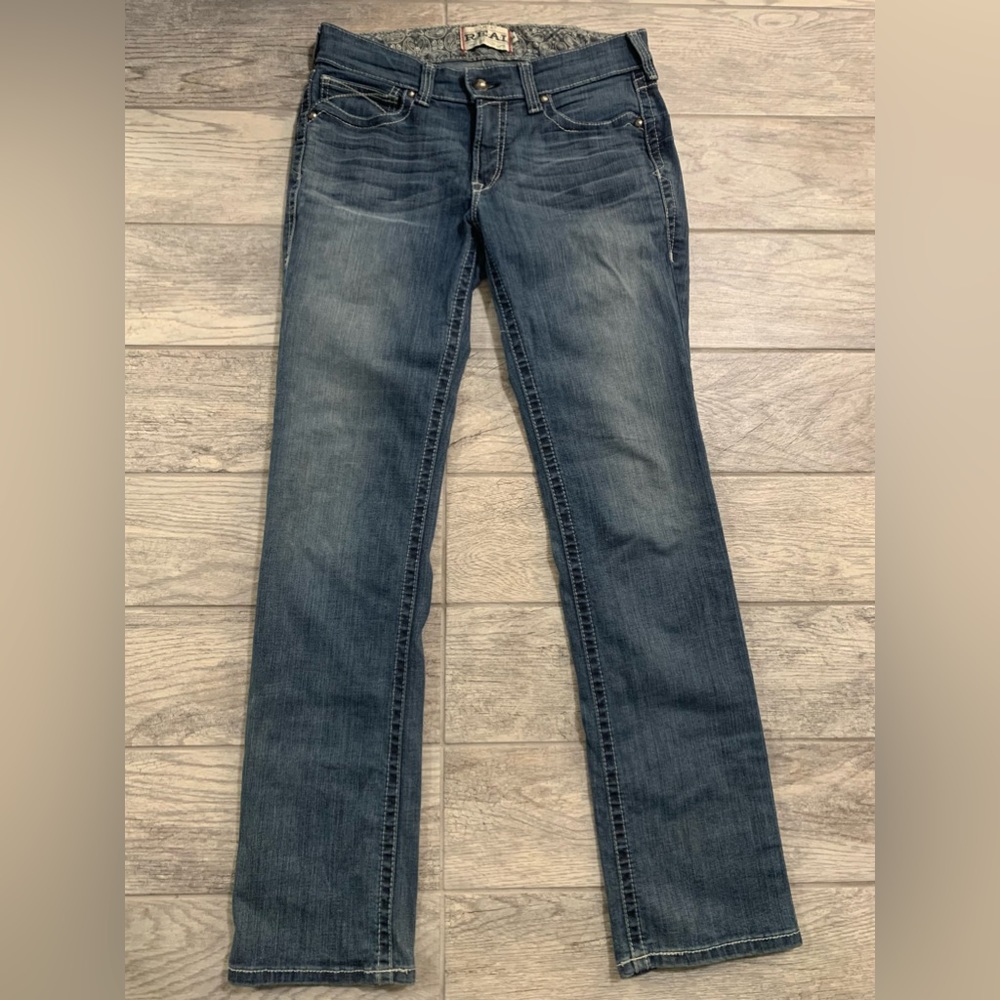 Ariat Jeans Womens 30 Long Blue Denim Dark Wash Real Riding Embroidered Pockets